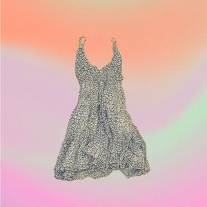 blue leaopard print short sundress